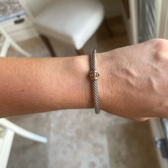 DAVID YURMAN PINK & GREEN STATION BANGLE 14k GOLD - Picture 5 of 7